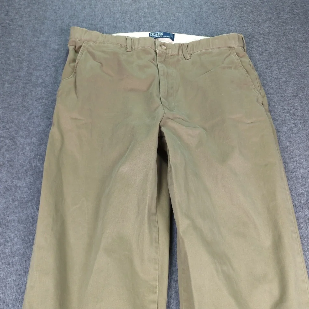 Polo Ralph Lauren Pants Mens 34x32 Khaki Green Casual‎ Preppy Flat Front Office